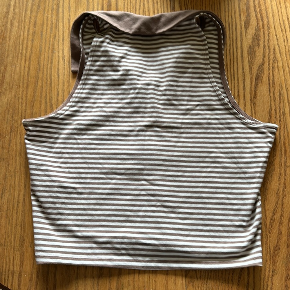 Abercrombie & Fitch Tan and White Striped RibTank Top - Picture 2 of 5